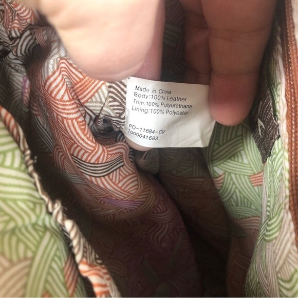 The Sak Lucia Brown Leather Crossbody Bag Mixed Metallic Print Pocket Purse - Picture 10 of 15